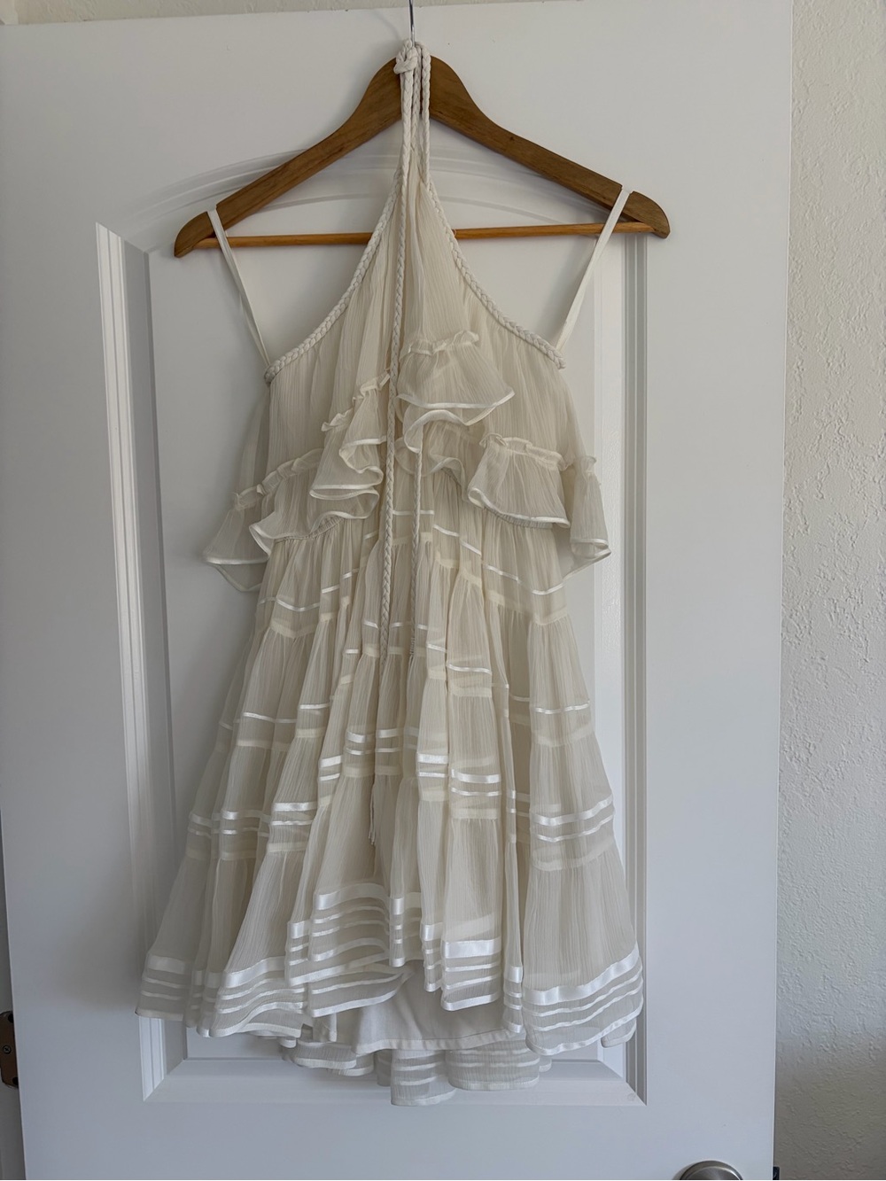 Rococo Sand Cream Ruffle Halter Dress (never worn) perfect for bride